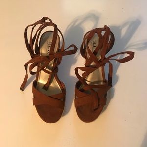 Rust-brown Suede Wedges